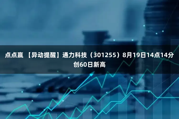 点点赢 【异动提醒】通力科技（301255）8月19日14点14分创60日新高