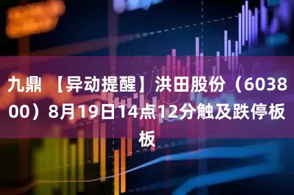九鼎 【异动提醒】洪田股份（603800）8月19日14点12分触及跌停板